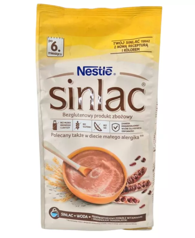NESTLE SINLAC BEZGLUTENOWA KASZKA ZBOŻOWA 500 G 6+
