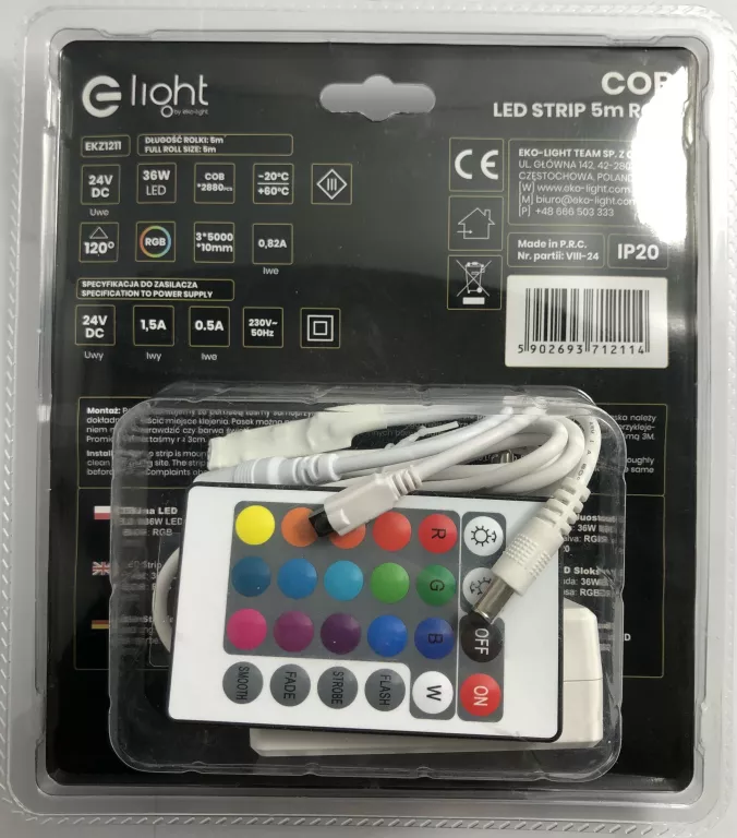 TAŚMA LED 5M RGB EKO LIGHT 36W