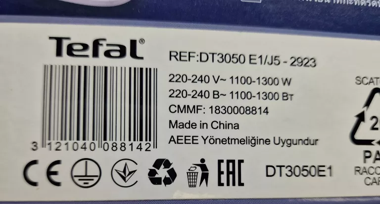 PAROWNICA DO UBRAŃ TEFAL DT3050