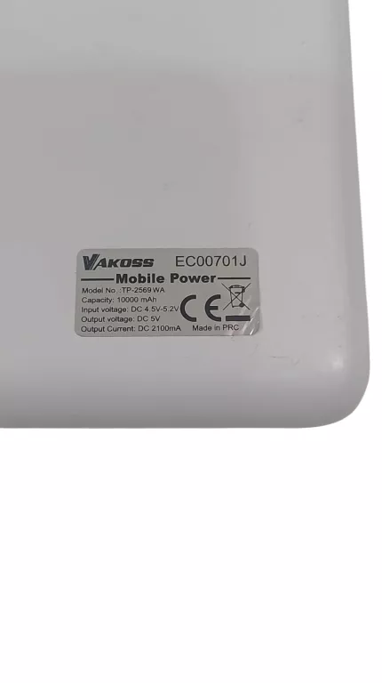 POWERBANK VAKOSS TP-2569 WA 10000MAH BIAŁY