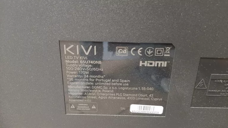 TELEWIZOR KIVI 65U740NB 65-CALOWY