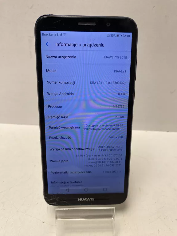 TELEFON HUAWEI Y5 2018 2/16GB OPIS