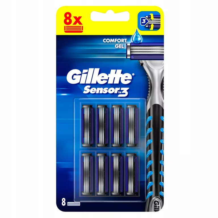 GILLETTE SENSOR3 OSTRZA WYMIENNE DO MASZYNKI DO GOLENIA, 8 SZTUKI