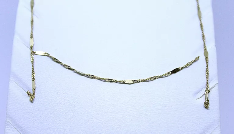 ZŁOTY ŁAŃCUSZEK SPLOT ODMIANA SINGAPUR Z BLASZKAMI 585/1,2G/44CM
