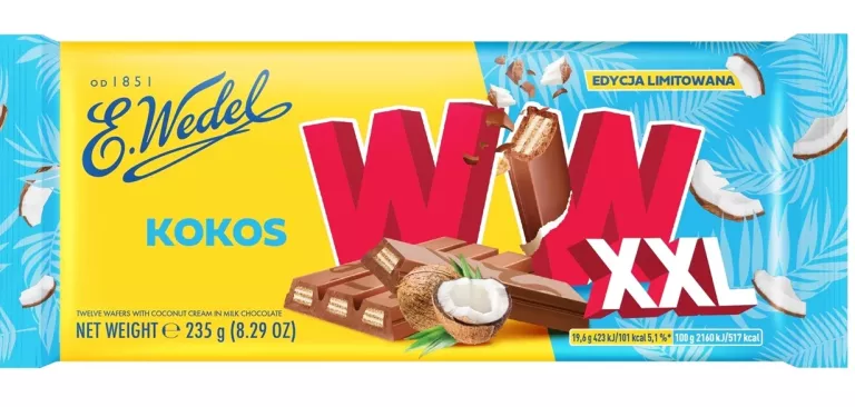 CZEKOLADA MLECZNA WW KOKOS 235 G E.WEDEL 04/2026