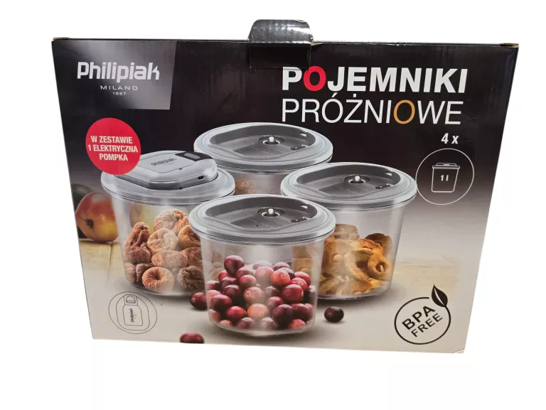 POJEMNIKI PRÓŻNIOWE PHILIPIAK 4X1L+ POMPKA