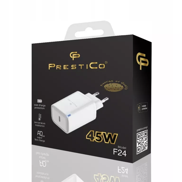 PRESTICO ŁADOWARKA SIECIOWA 45W USB-C PD SUPER SZYBKA BIAŁA