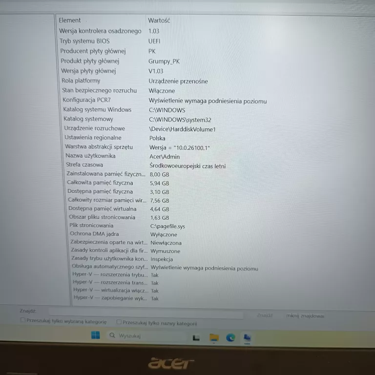 LAPTOP ACER ASPIRE 5 N19C3 8/256GB