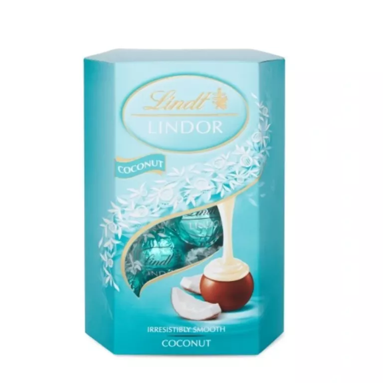 LINDT LINDOR PRALINY COCONUT PRALINKI NADZIENIE CZEKOLADOWO KOKOSOWE 200G