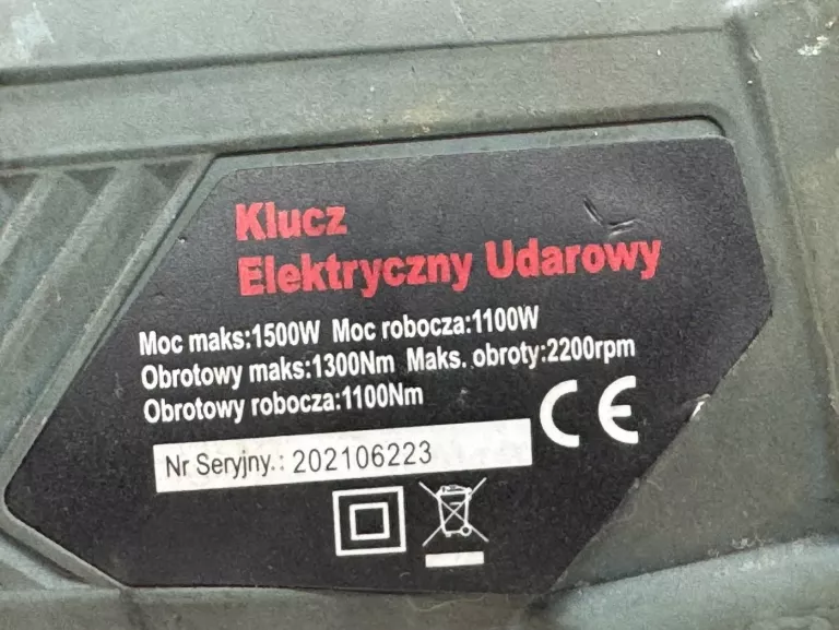 KLUCZ UDAROWY, ELEKTRYCZNY, 1500 W, 1300 NM