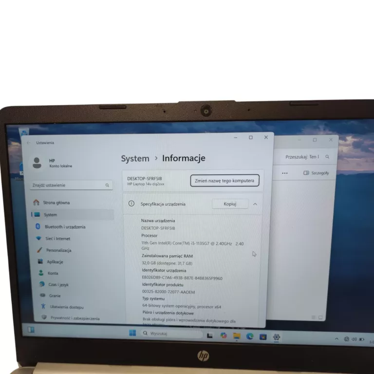 LAPTOP HP 14S-DQ2002NW I5-1135G7 2,40 GHZ/32GB RAM/512GB SSD/INTEL IRIS EX
