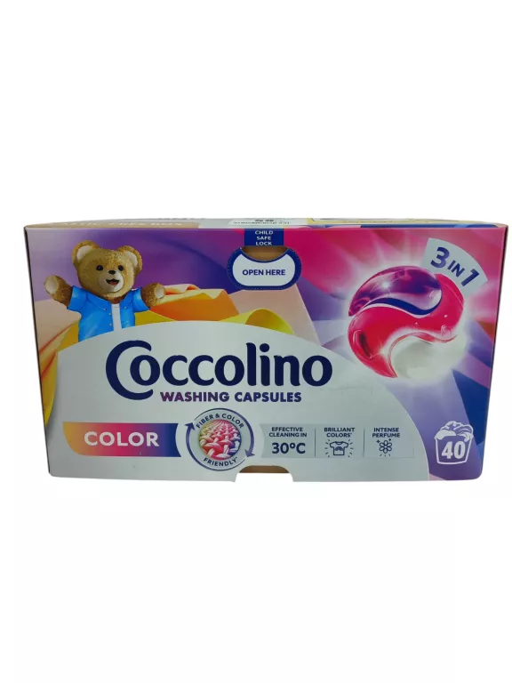 COCCOLINO CARE KAPSUŁKI 3W1 DO PRANIA KOLOROWYCH TKANIN 692 G 40 PRAŃ