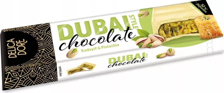 DELICADORE BIAŁA CZEKOLADA DUBAI Z PISTACJAMI I KADAYIF 70G