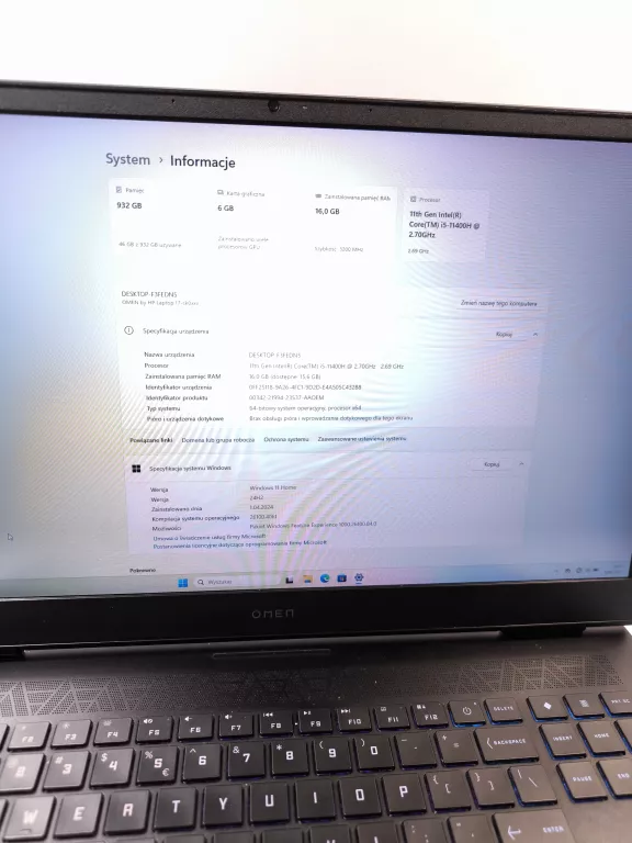 LAPTOP HP OMEN 17-CK0720NW, KOMPLET
