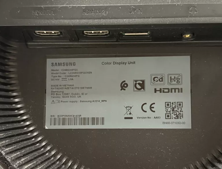 MONITOR KOMPUTEROWY SAMSUNG C24RG50FQU 144HZ FULL HD *SUPER STAN*