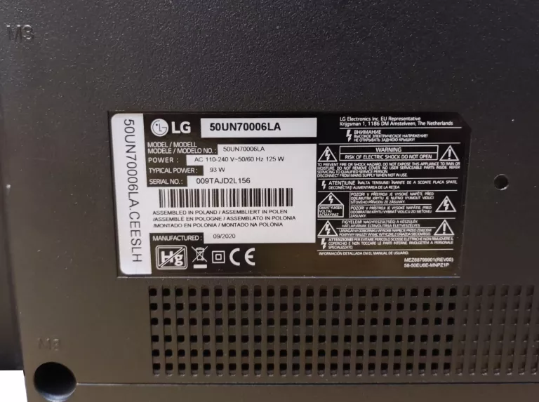 TELEWIZOR LG 50UN70006LA 50" 4K SMART UHD DVB-T2 WEBOS TRUMOTION