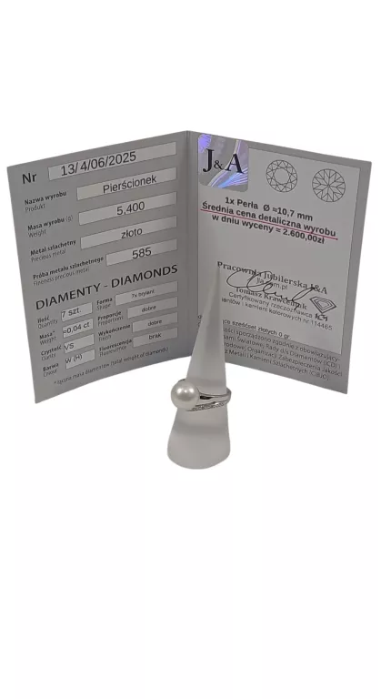 PIERŚCIONEK BIAŁE ZŁOTO Z DIAMENTAMI 7SZT 0,04CT PR585 5,40G R14
