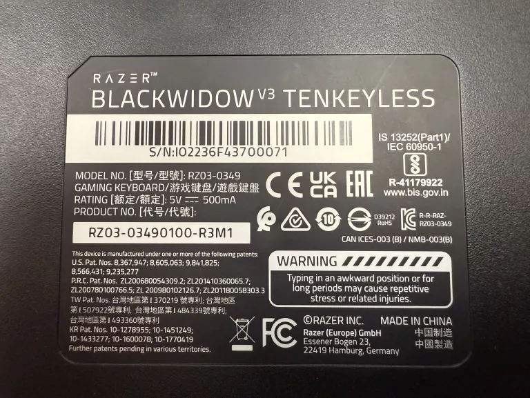 KLAWIATURA RAZER BLACKWIDOW V3 TENKEYLESS