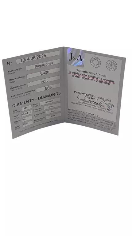 PIERŚCIONEK BIAŁE ZŁOTO Z DIAMENTAMI 7SZT 0,04CT PR585 5,40G R14