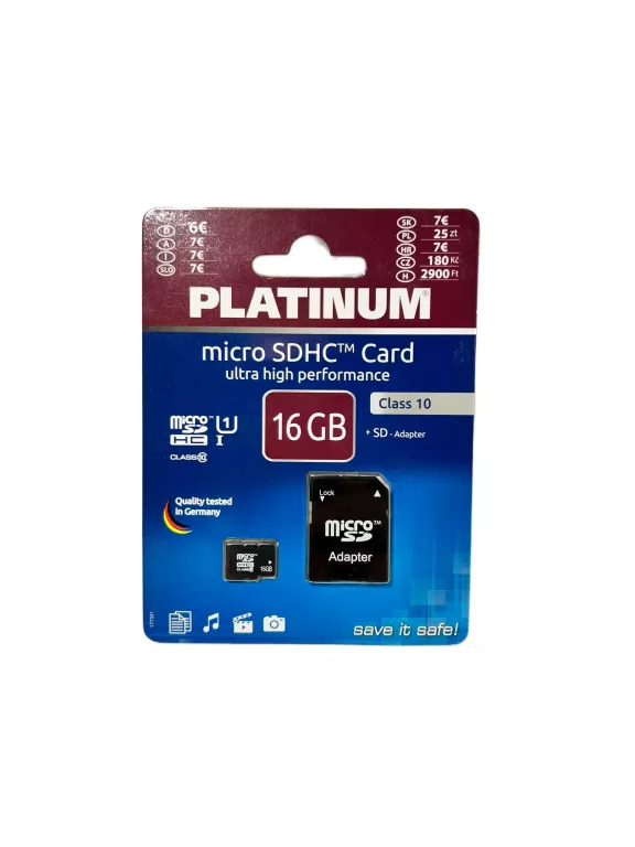 KARTA PAMIĘCI SDHC PLATINUM 177331-3 16 GB