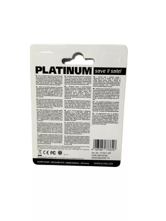 KARTA PAMIĘCI SDHC PLATINUM 177331-3 16 GB
