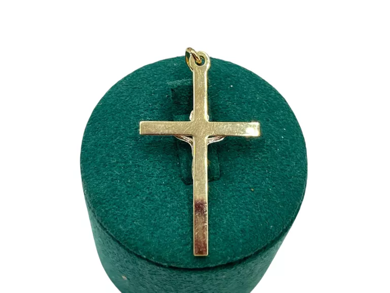 ZŁOTY KZYŻYK Z BIAŁYM ZŁOTEM Z WIZERUNKIEM JEZUSA WG:1,28GR, DŁ:3,5CM,P:58