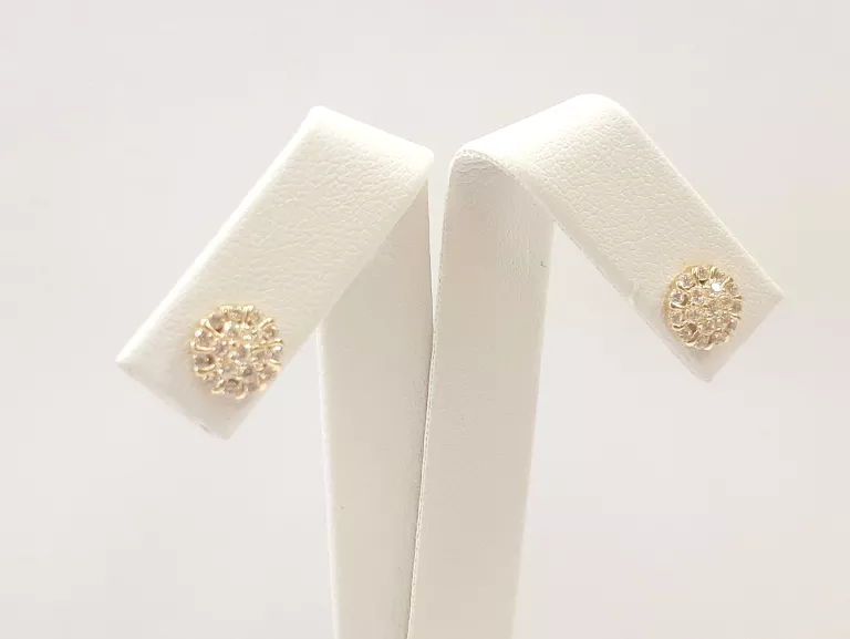 ZŁOTE KOLCZYKI Z CYRKONIAMI 585 1.35G 1CM