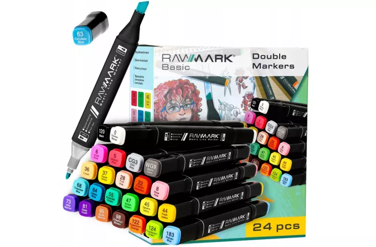 CUDNE MARKERY 24 SZTUKI MAZAKI PISAKI FLAMASTRY DWUSTRONNE RAWMARK