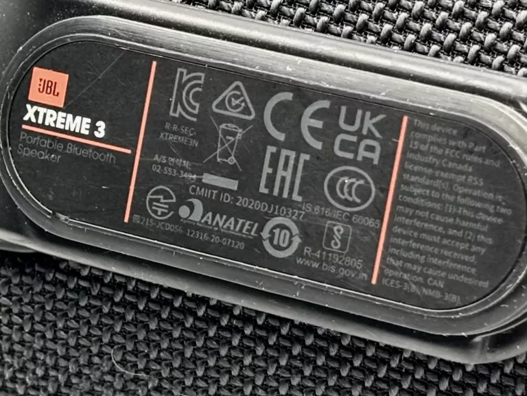 GŁOŚNIK PRZENOŚNY JBL XTREME 3 CZARNY 100W BLUETOOTH AUX + ZASILACZ