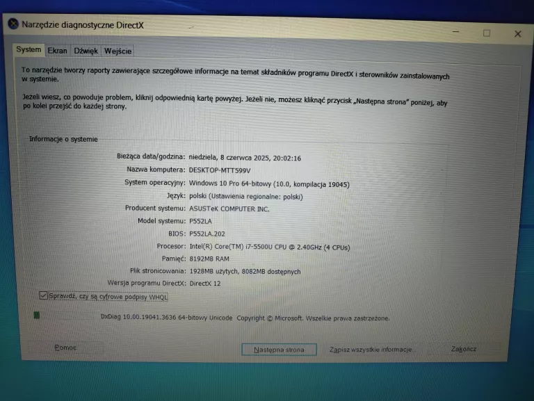 LAPTOP ASUS PRO P2520LA I7/8GB/1TB