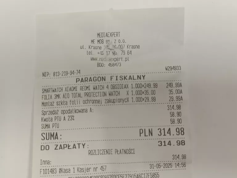 SMARTWATCH XIAOMI REDMI WATCH 4 GWAR Z 05.2025 !STAN BDB!