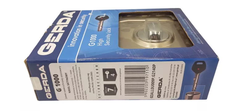 ZAMEK ZASUWA GERDA G1000 NIKIEL SATYNA ATEST KL 7