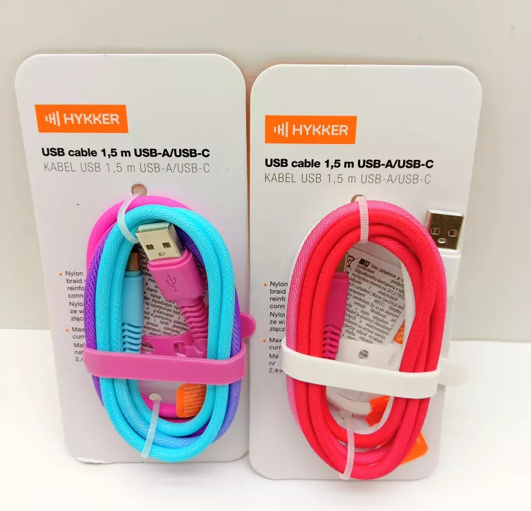 KABEL USB -A/USB-C HYKKER 1,5M KOLOROWY
