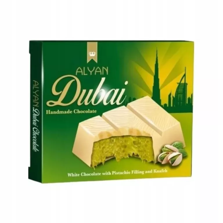 DUBAI CHOCOLATE BIAŁA CZEKOLADA DUBAJSKA PISTACJOWA I KUNAFĄ PISTACJA 100G