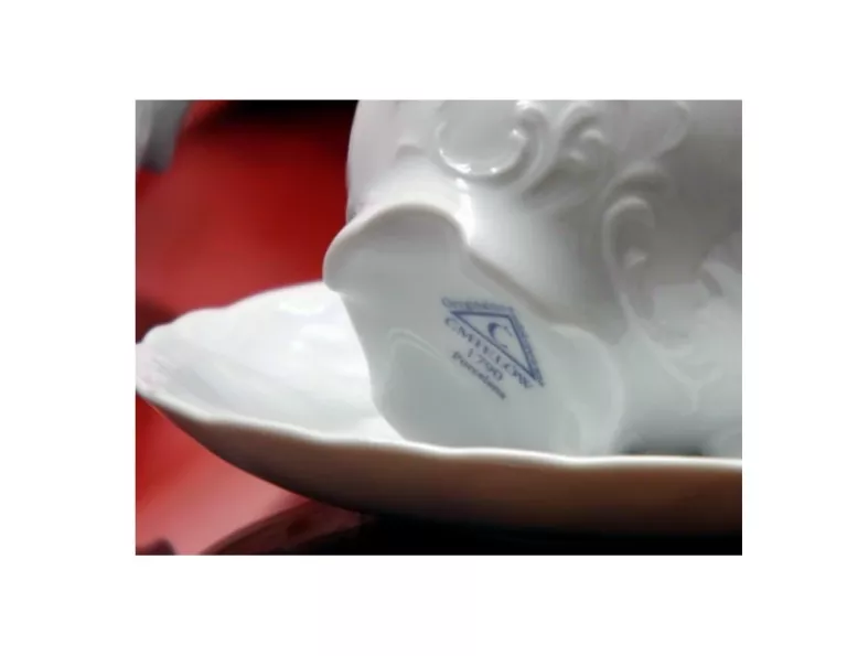 0001 SERWIS KAWOWY 6/12 BIAŁA MARIA ROCOCO PORCELANA ĆMIELÓW PORCELANA
