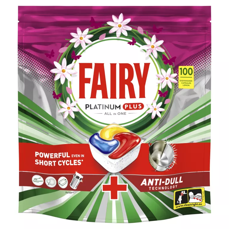 KAPSUŁKI DO ZMYWARKI FAIRY PLATINUM PLUS ALL IN ONE 100SZT LEMON SCENT