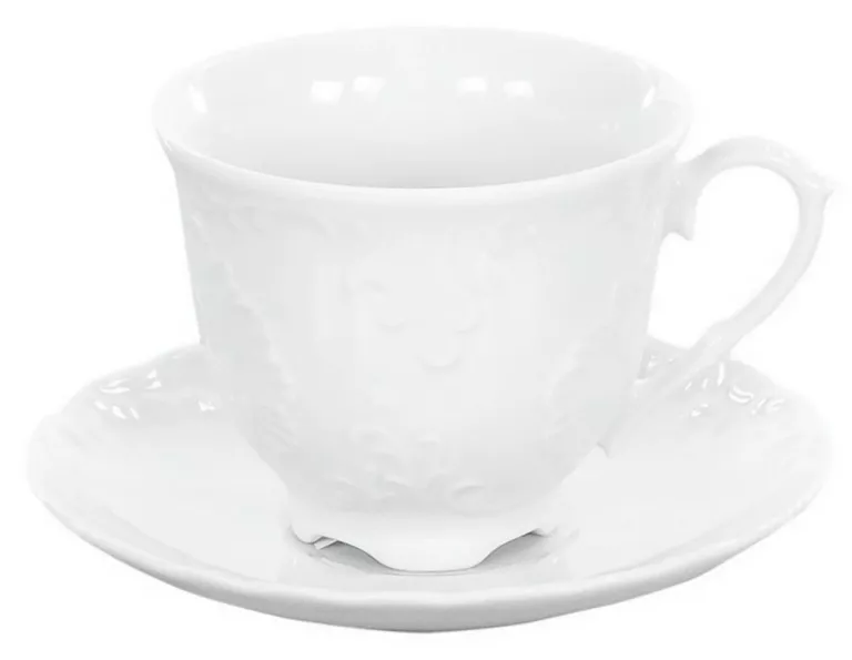 0001 SERWIS KAWOWY 6/12 BIAŁA MARIA ROCOCO PORCELANA ĆMIELÓW PORCELANA