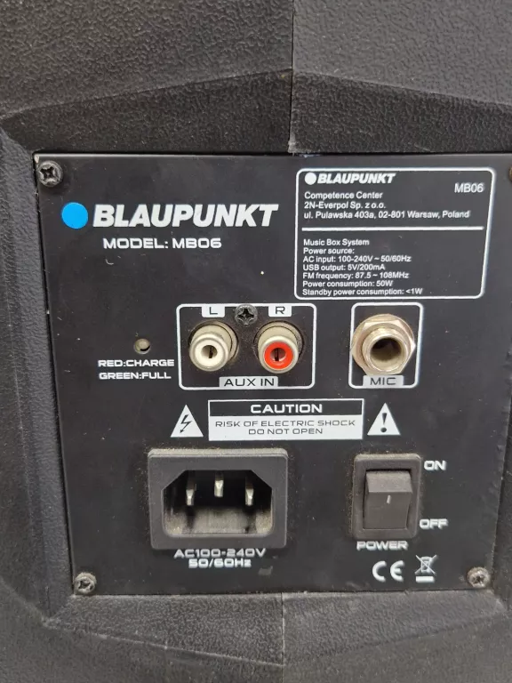 GŁOSNIK PRZENOŚNY BLAUPUNKT MB06 + ZASILACZ+ MIKROFON