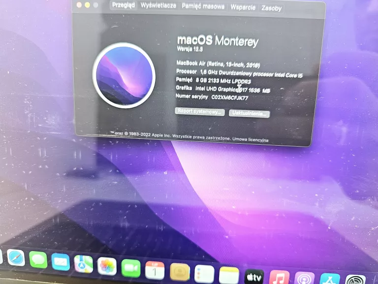 LAPTOP APPLE MACBOOK AIR 13 2018 I5 8GB RAM 128GB SSD