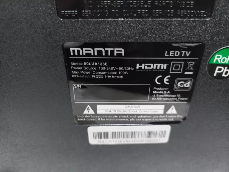 TELEWIZOR MANTA 50LU123E KOMPLET