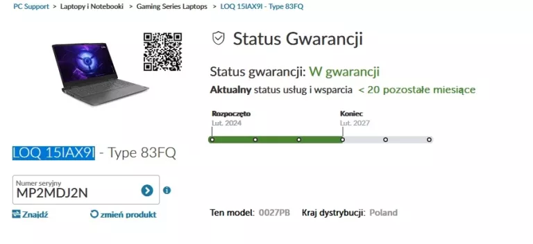 LAPTOP LENOVO LOQ 15IAX9I 512/16GB ! GWARANCJA !