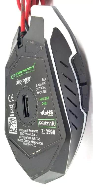GAMINGOWA MYSZKA ESPERANZA PRZEWODOWA EGM211R LED!