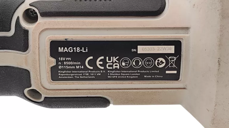 SZLIFIERKA KĄTOWA MACALLISTER MAG18LI + AKU 5AH + ŁADOWARKA