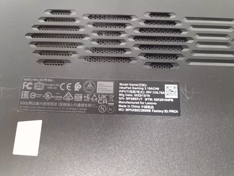 LAPTOP LENOVO IDEAPAD GAMING 3 RYZEN 5 5600H 16/512GB RTX 3050TI