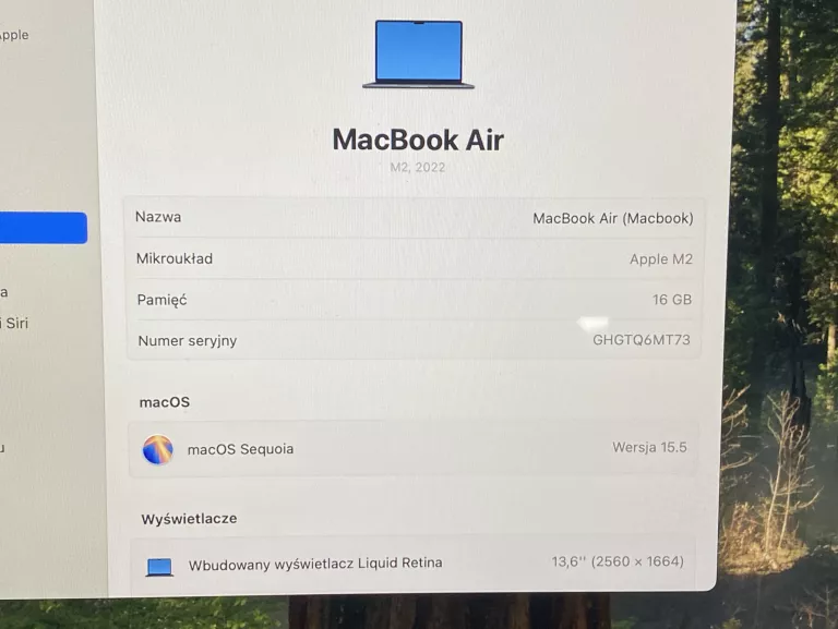 LAPTOP 13,6" APPLE MACBOOK AIR 13 M2 2022 16GB/256 GB KOMPLET
