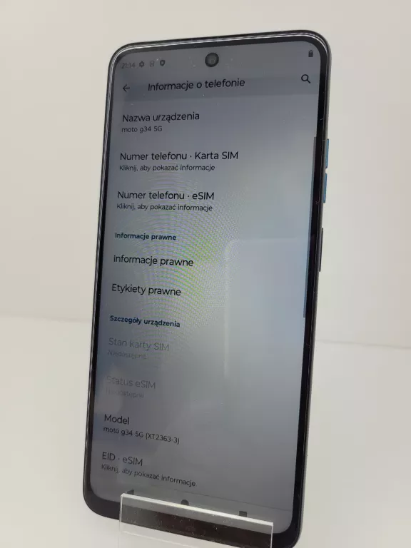 SMARTFON MOTOROLA MOTO G34 8 GB/128 GB 5G ICE BLUE