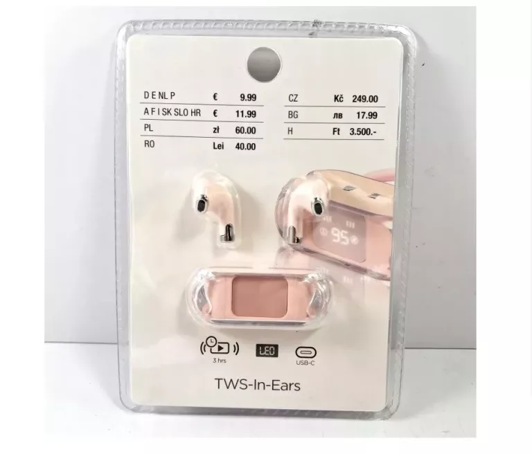 SŁUCHAWKI BT TWS-IN-EARS RÓŻOWE