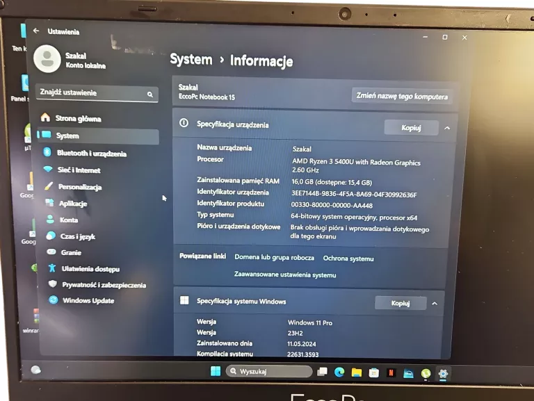LAPTOP ECCOPC NOTEBOOK 15 16/256GB RYZEN 3 5400U