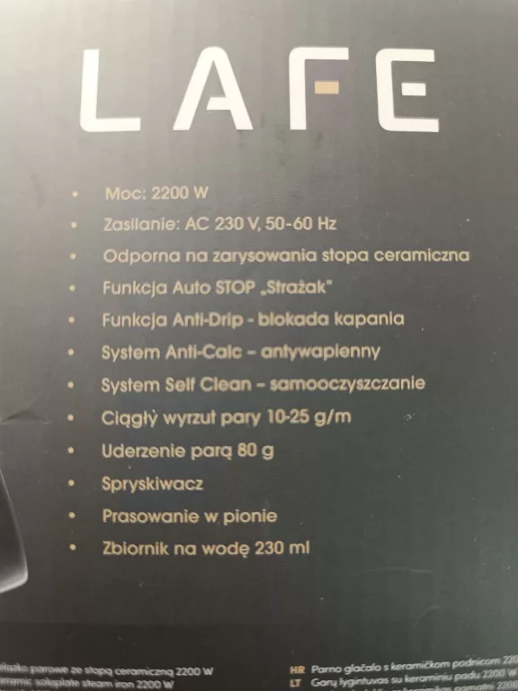 ŻELAZKO PAROWE LAFE STEAM PRO 2200W