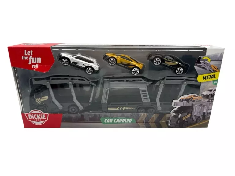 TRANSPORTER SAMOCHODOWY Z 3 SAMOCHODAMI DICKIE TOYS